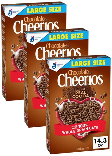 Miniatura 10 de Chocolate Cheerios, Cereal de desayuno sin gluten saludable para el corazón, hecho con avena de grano entero, tamaño familiar, 19.2 onzas