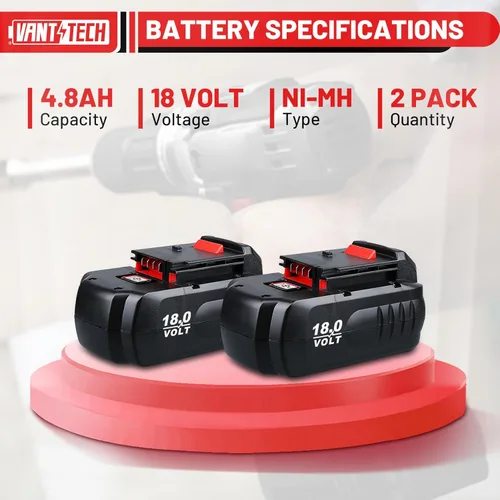 Miniatura 2 de VANTTECH Paquete de 2 4.8Ah PPSC1815 de repuesto de 18 voltios para cable Porter de 18 V, batería Ni-Mh PCC489N PC18BLEX compatible con cable Porter