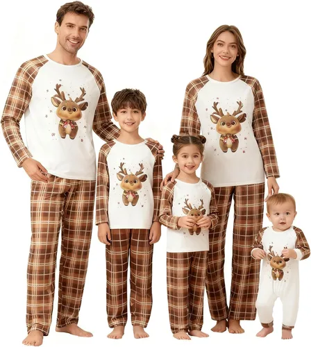 Miniatura 10 de OAKFashion Conjuntos de Pijamas Familiares de Navidad, Pijamas Familiares a Juego de Navidad Ropa de Dormir Pjs