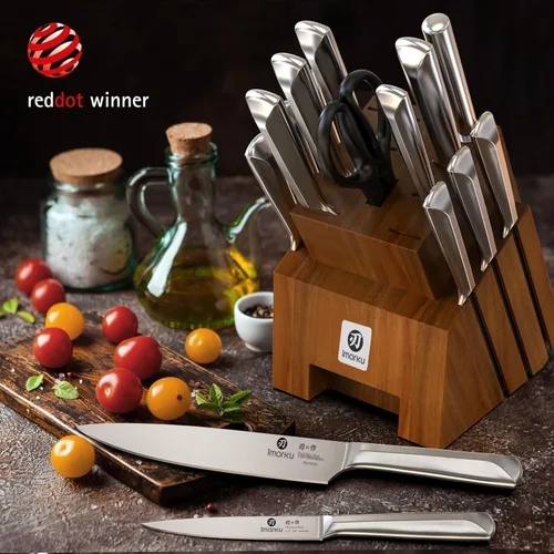 Miniatura 2 de imarku Juego de cuchillos de cocina de acero inoxidable de alto carbono con bloque de cuchillos ultra afilados, juego de cuchillos japoneses