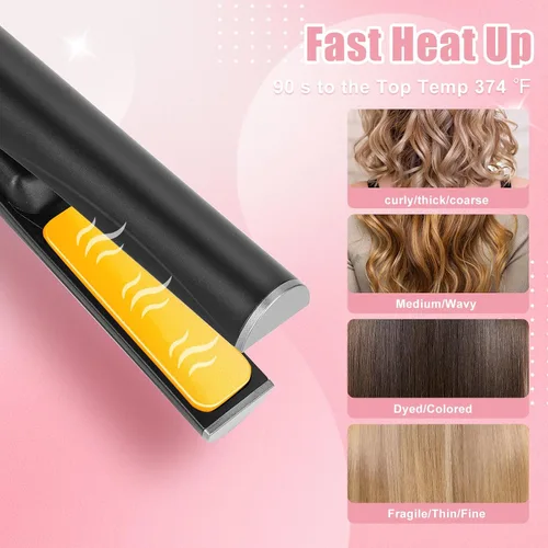 Miniatura 4 de Mini alisador de pelo inalámbrico portátil, recargable por USB, calentamiento rápido puede funcionar continuamente durante 40 minutos, rizador