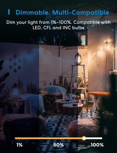 Miniatura 2 de meross Enchufe de atenuación para exteriores, enchufe inteligente para exteriores compatible con Apple HomeKit, Alexa, Google Home, atenuador