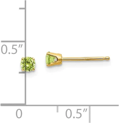 Miniatura 3 de Pendientes de oro amarillo macizo de 14 k de 0.118in de agostoperidoto verde agosto de 0.118in