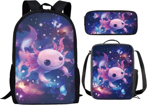 Miniatura 151 de HUGS IDEA Juego de 3 bolsas escolares con aislamiento térmico para el almuerzo, estuche para lápices