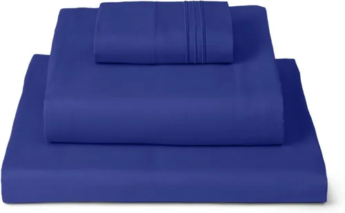 Mellanni Juego de sábanas para cama individual, 3 piezas de la colección icónica, sábanas y fundas de almohada, lujosas y extra suaves, 1597 azul rey