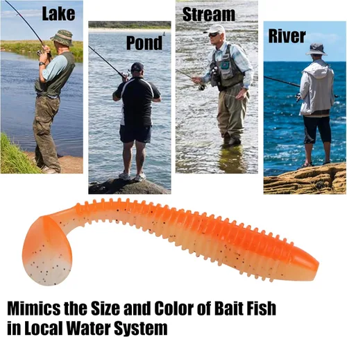 Miniatura 6 de Señuelos de Natación con Cola de Paleta, 2.5 pulgadas/3 pulgadas Señuelos Suaves de Pesca para Trucha, Crappie y Lobina para Agua Dulce y Salada