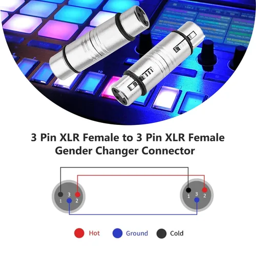 Miniatura 3 de XLR - Conector cambiador de género XLR hembra a 3 pines, paquete de 2 compatibles con micrófono, estéreo, mezclador XLRF a XLRF