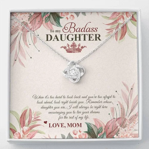 To My Badass Daughter Live Your Dream Love - Collar con nudo de corona para hija de mamá collar de joyería collar de regalo con tarjeta de mensaje y