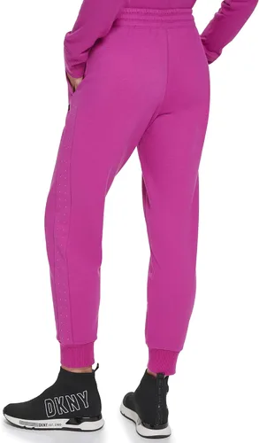 Miniatura 3 de DKNY Pantalón deportivo de forro polar con logotipo de rayas metálicas para mujer