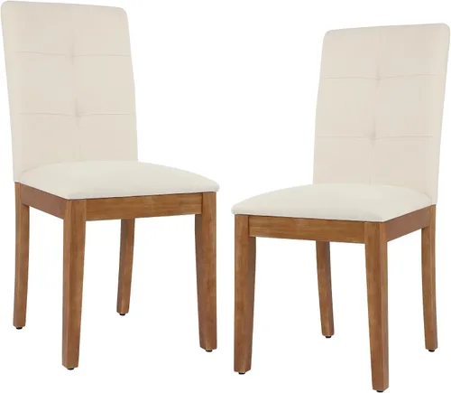 Miniatura 8 de DAGONHIL Juego de 2 sillas de comedor, modernas sillas de comedor tapizadas de tela, sillas de cocina sin brazos con patas de madera y asiento Beige