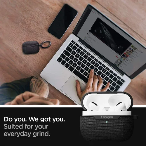 Miniatura 2 de Spigen Urban Fit - Funda para AirPods Pro (2019), funda de tela prémium con mosquetón, color negro