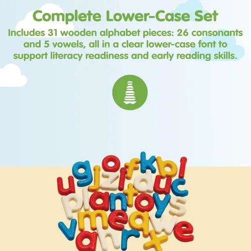 Miniatura 2 de PlanToys® Juego de aprendizaje de madera con alfabeto en minúsculas para niños a partir de 3 años Recurso educativo Montessori