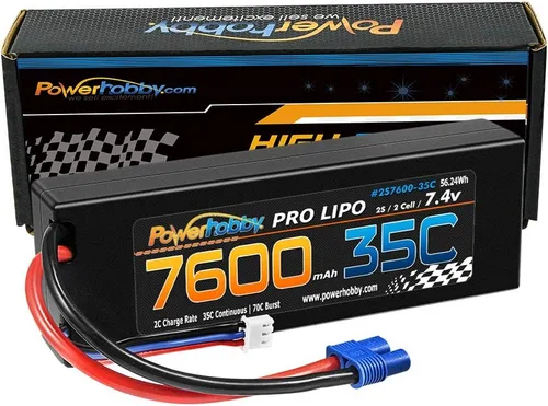 Miniatura 4 de Powerhobby 2s 7.4v 7600mah 35c Lipo batería con enchufe EC3 2 celdas (paquete de 2)