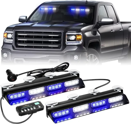 Miniatura 18 de XRIDONSEN Luces estroboscópicas de emergencia para salpicadero, advertencia intermitente de seguridad ámbar con controlador de pantalla digital