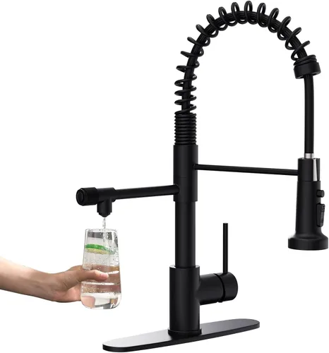 Miniatura 14 de GIMILI Grifo de agua potable negro y dorado 3 en 1 estilo comercial desplegable con filtro de una sola manija para sistema de filtración de agua