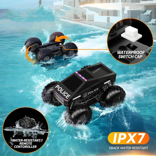 Miniatura 4 de Auto de Control Remoto Cyber Camión RC Juguete, 1:16 2.4GHz 4WD Todoterreno Anfibio Impermeable Camión Monstruo para Todo Terreno, Regalos