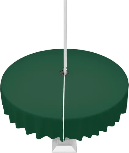 Miniatura 67 de QueenKer Mantel de exterior verde oliva con agujero para sombrilla y cremallera, mantel de color sólido para mesas cuadradas, colección de mesa