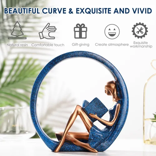 Miniatura 2 de Estatuas de resina para niña, estatua de yoga, escultura artística para estantería, adornos para lectores, profesores, decoración para sala