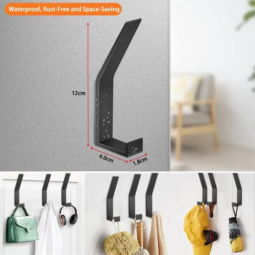 Miniatura 3 de Ganchos para Perchero Montados en la Pared, Negro, 2 Paquetes, Ganchos de Cuerda para Toallas de Baño para Cocina, Puerta, Gabinete, Baño