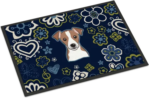 Caroline's Treasures BB5111JMAT - Tapete para puerta delantera, 24 x 36 pulgadas, diseño de flores azules, para entrada, antideslizante, lavable,