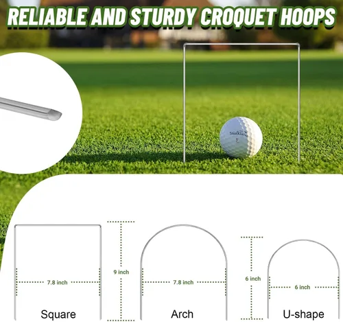 Miniatura 2 de Juego de 10 Wickets de repuesto para aros de metal de croquet con revestimiento galvanizado y plástico para patio trasero familiar juego al aire