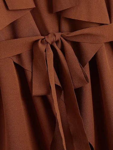 Miniatura 3 de SOLY HUX Chaqueta tipo cárdigan sin mangas con solapa y cinturón para mujer, talla grande
