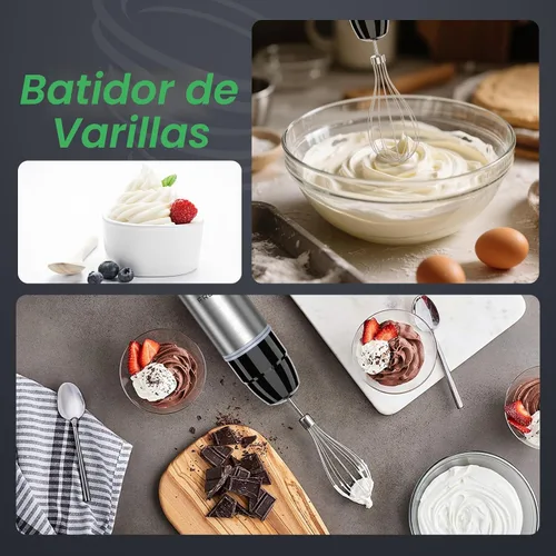 Miniatura 5 de FRESKO Batidora de inmersión de mano, mezclador eléctrico de mano de acero inoxidable con 12 velocidades y modo turbo, potente licuadora de emulsión