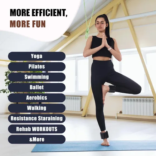 Miniatura 4 de Pilates - Pesas de muñeca y tobillo para mujer, pesas fuertes para brazos y piernas, juego de 2, pesas ajustables para caminar, yoga, baile, barras