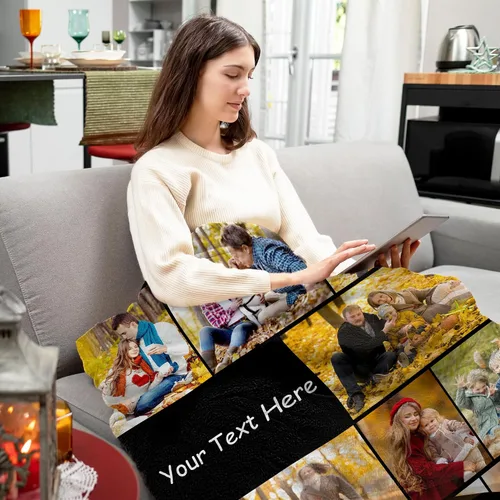 Miniatura 4 de Manta personalizada con fotos, texto, Manta Personalizada con imagen para adultos, niños, papá, mamá, abuelo, abuela, para cumpleaños, Navidad, San
