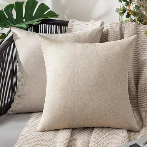 Miniatura 88 de MIULEE Paquete de 2 fundas decorativas para almohadas de exterior, sólidas, impermeables, de lino sintético, estilo granja de jardín, fundas de Óxido
