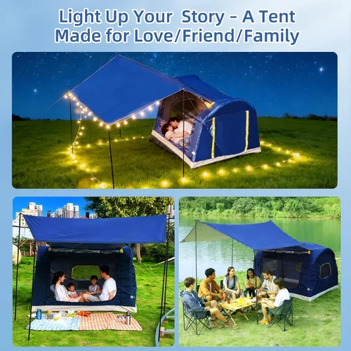 Miniatura 7 de 3-4 Person 3 in 1 Inflatable Tent, 60s Setup PU3000, 4-Season Waterproof Camping Tent with Electric Pump, All Weather Tent for Romantic Dates