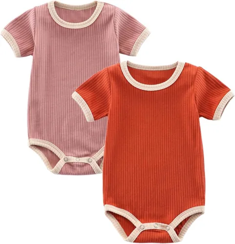 Miniatura 6 de Body de bebé, de manga corta, para niños y niñas, 100% algodón, unisex, con botones, paquete de 2