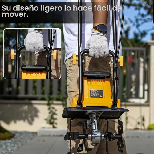 Miniatura 3 de IncwBo 12 Pulgadas 8.5 Amperios Cultivador de Tierra con Cable de 8 Pulgadas de Profundidad, Cultivador Eléctrico de Jardín de 360 RPM con Enchufe