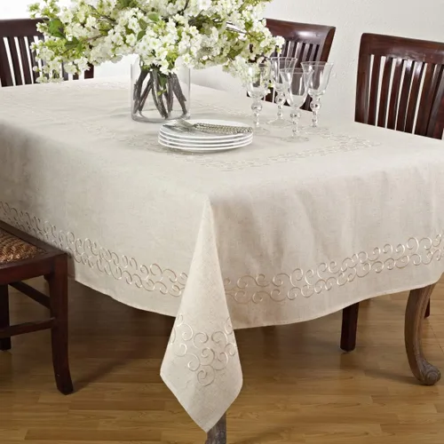 Miniatura 2 de SARO LIFESTYLE Swirling Collection - Mantel con diseño, 67 x 104 pulgadas, natural