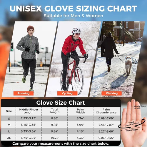 Miniatura 6 de AURUZA Winter Gloves for Men Womens, Waterproof Cycling Gloves for Men and Womens Cold Weather, Touch Screen Anti-Slip Gloves
