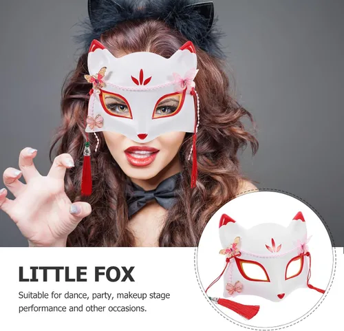 Miniatura 4 de SEWACC Máscaras tradicionales japonesas, máscara de zorro de anime japonés, zorro, cosplay, Kabuki, media cara para Halloween, fiesta de máscaras