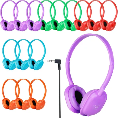 Miniatura 8 de Paquete de 10 auriculares para niños a granel para la escuela, auriculares al por mayor para estudiantes, adolescentes, niños, conector de 0.138 in