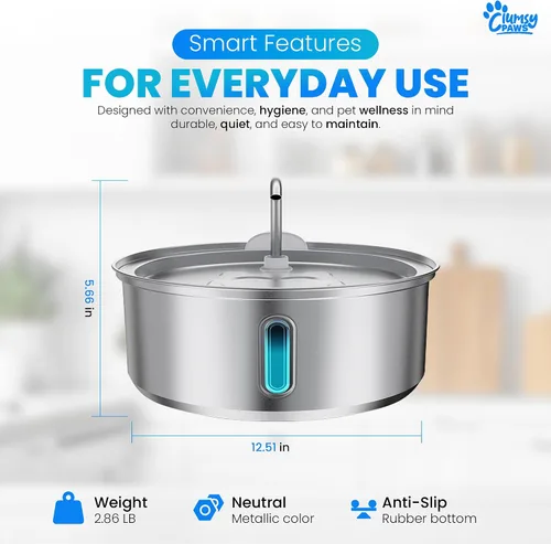 Miniatura 5 de Fuente de agua para perros de acero inoxidable, dispensador de agua automático grande de 8 litros para gatos, perros y otras mascotas, fuente