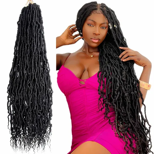 Miniatura 19 de BOHOBABE Rastas Falsas de Cabello de Ganchillo de 30 Pulgadas, Rastas Suaves Boho de Ganchillo con Puntas Rizadas, Rastas Largas de Diosa Bohemia