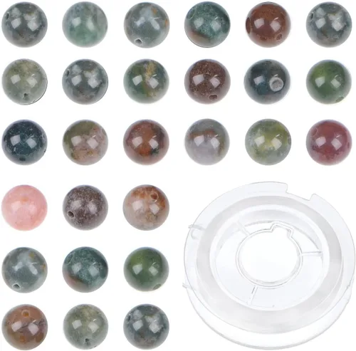 Miniatura 47 de Bymitel - Cuentas redondas de jade blanco natural de 5/32 de pulgada, 210 unidades de piedras preciosas auténticas para bricolaje y fabricación