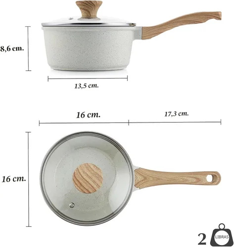 Miniatura 9 de SENSARTE Cacerola antiadherente de cerámica blanca con tapa de 1.5 cuartos de galón, olla pequeña con mango Stay Cool, cacerola compatible