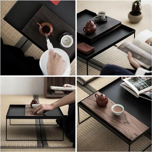 Miniatura 6 de Mesa de té Cofee Mesa de Centro para Sala moderna y minimalista mesa de té de oficina con madera rectangular y marcos de metal estables, para sala