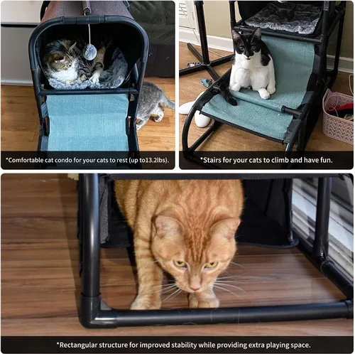 Miniatura 8 de Goetland Moderno condominio para gatos Casa para gatos Árbol para mascotas Muebles para mascotas Cama de torre para gatos grande Rascador Poste Gris