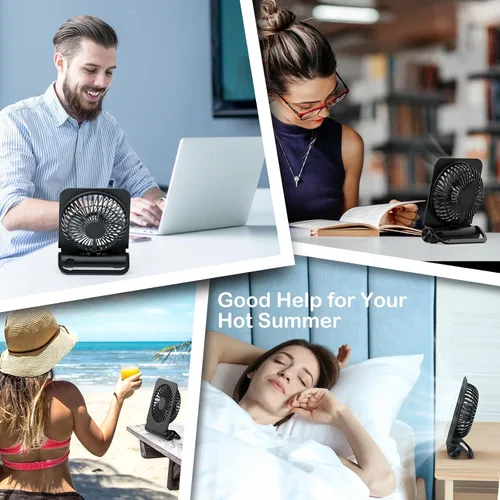 Miniatura 7 de EasyAcc Ventilador de escritorio pequeño, ventilador para cápsulas de sueño recargable, mini ventilador de escritorio silencioso de 2000 mAh