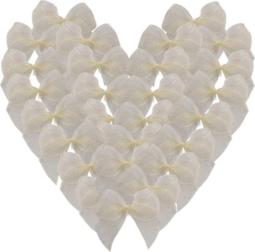 Miniatura 17 de Micomon 50 piezas mini lazos de cinta de satén de 1.6 pulgadas para manualidades, pequeños lazos verdes para decoración navideña embellecimiento