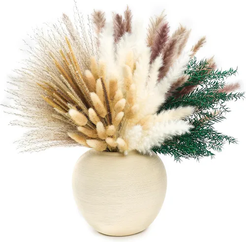 Miniatura 4 de xin's convey 100 piezas de hierba de las pampas (jarrón no incluido), ramos de flores secas, decoración de mesa de boda, dormitorio, decoración Verde