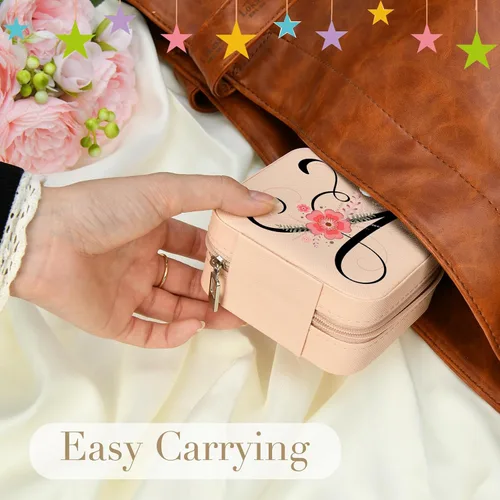 Miniatura 3 de LOKASS Joyero de viaje personalizado con inicial, regalos de dama de honor, organizador pequeño de joyero, día de la madreregalo de cumpleaños