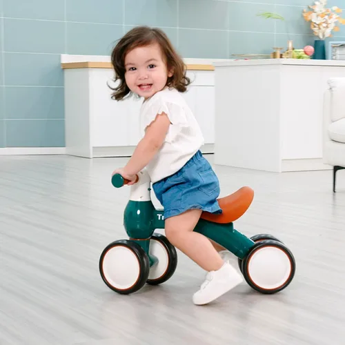 Miniatura 5 de Bicicleta de equilibrio Baby Walker, color verde, juguete perfecto para niños de 1 año, con 4 ruedas, ideal para niños y niñas (12-24 meses)