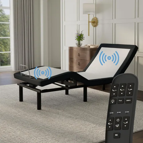 Blissful Nights E4 Twin XL - Base de cama ajustable con masaje, anti ronquidos, gravedad cero, estación de carga USB doble, luz nocturna debajo de