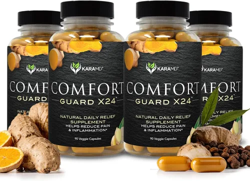 Miniatura 7 de KaraMD Comfort Guard X24 - Suplemento de apoyo para articulaciones y movimiento, curcumina de cúrcuma, boswellia y jengibre, alivia las molestias
